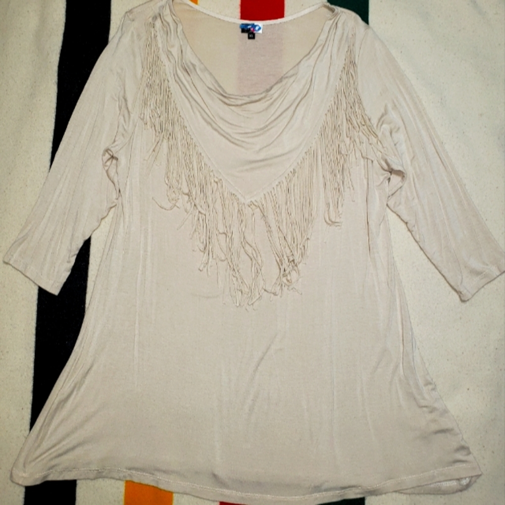 INSIDE OUT FRINGE YOKE BLOUSE